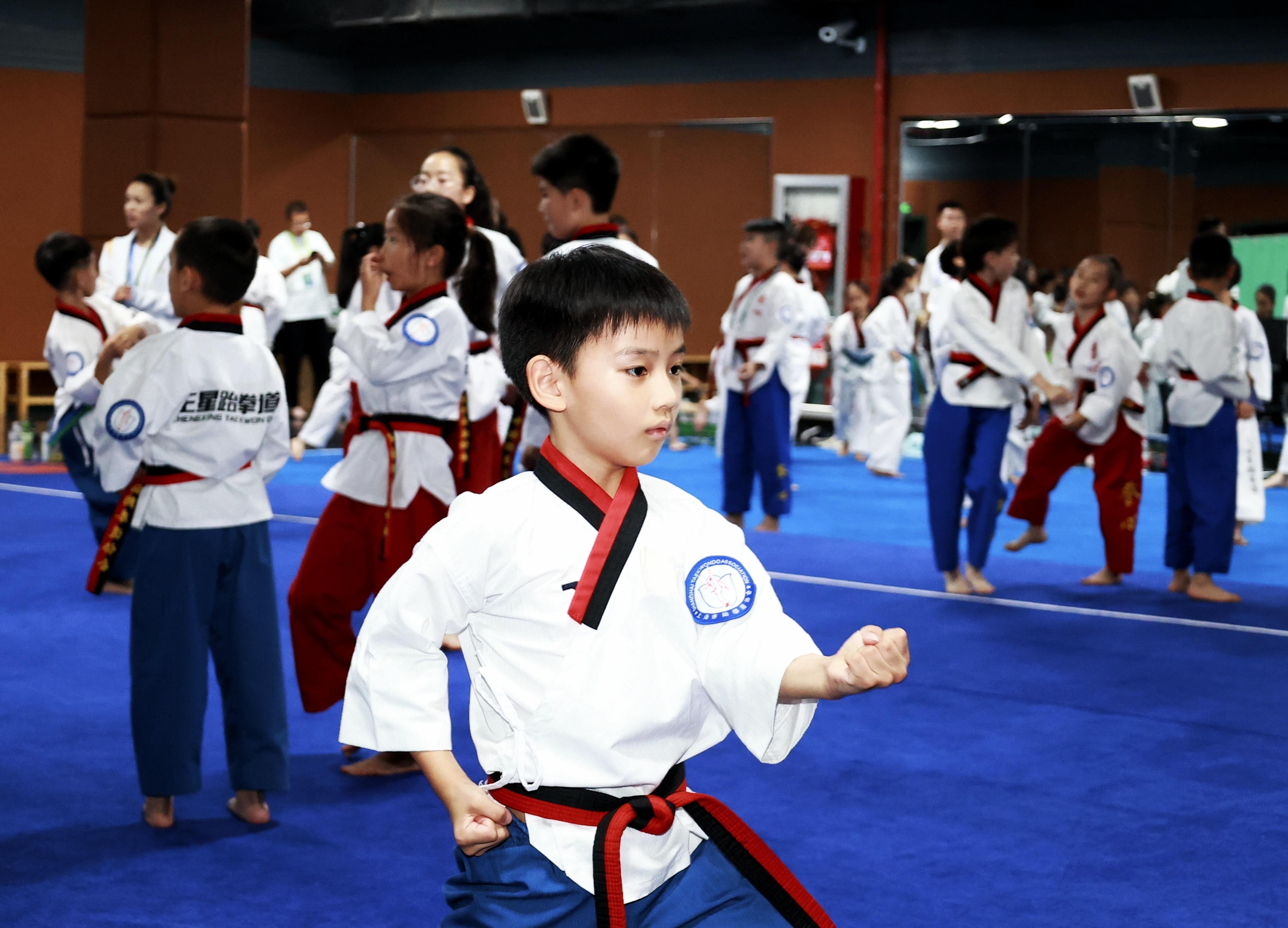 跆拳道比赛上,选手灵活多变 跆拳道比赛上,选手灵活多变